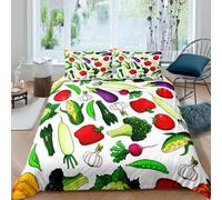 Funda Nordica Cama 135 150 Verduras 3D Funda de Edredón Estilo Campestre Fundas Nórdicas Microfibra Ropa de Cama 240x220 cm y 2 x Fundas de Almohada YUH1861