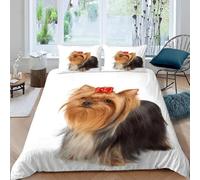 Funda Nordica Cama 135/150 Yorkshire Terrier Impresión 3D Ropa de Cama Tema de Mascotas Suave Microfibra Funda de Edredón 220x240 cm con Cremallera y 2 Fundas De Almohada 50x75 cm n.208