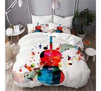 Funda Nordica Cama 135-220x240 cm Guitarra Colorida Juego de Ropa de Cama de Matrimonio Microfibra para NiñOs Adultos - 1 Funda Nórdica + 2 Funda De Almohada 50x75 cm