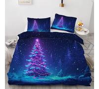 Funda Nórdica Cama 135 Albero Di Natale Funda Edredon 200x220 Microfibra Suave, Ropa de Cama Nieve 3 Piezas - Funda Nordica Albero Di Natale y 2 Funda de Almohada 50x80 con Cremallera