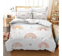 Funda Nordica Cama 135 ArcoíRis Juego de Ropa de Cama Cálido Transpirable Microfibra para Infantil Juvenil con Cremallera, 1 Funda Nórdica 220x230 cm + 2 Fundas de Almohada 50x75 cm