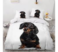 Funda Nórdica Cama 135 Bassotto Funda Edredon 200x220 Microfibra Suave, Ropa de Cama Animales 3 Piezas - Funda Nordica Bassotto y 2 Funda de Almohada 50x80 con Cremallera