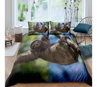 Funda Nórdica Cama 135 Bradipi Funda Edredon 200x220 Microfibra Suave, Ropa de Cama Animales 3 Piezas - Funda Nordica Bradipi y 2 Funda de Almohada 50x80 con Cremallera