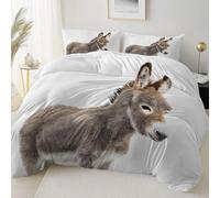 Funda Nordica Cama 135, Burro Gris Juego de Cama, Animal Funda Nórdica 135x200, 3 Piezas Microfibra Premium Incluye 2 Fundas de Almohada de 50x75cm AH824
