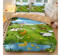 Funda Nórdica Cama 135 Cartoni Animati Funda Edredon 200x220 Microfibra Suave, Ropa de Cama Animales Rurales 3 Piezas - Funda Nordica Cartoni Animati y 2 Funda de Almohada 50x80 con Cremallera