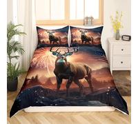 Funda Nórdica Cama 135 Cervo Funda Edredon 200x220 Microfibra Suave, Ropa de Cama Animales 3 Piezas - Funda Nordica Cervo y 2 Funda de Almohada 50x80 con Cremallera