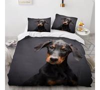 Funda Nórdica Cama 135 Dobermann Funda Edredon 200x220 Microfibra Suave, Ropa de Cama Animales 3 Piezas - Funda Nordica Dobermann y 2 Funda de Almohada 50x80 con Cremallera