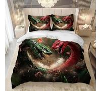 Funda Nordica Cama 135 DragóN Funda Nordica 180x200 Bestia MíTica Conjuntos de Cama Estampado 3D con Cremallera Funda Nórdica Microfibra y 2 Funda de Almohada 50x75 cm