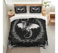 Funda Nordica Cama 135 DragóN Funda Nordica 180x200 Bestia MíTica Conjuntos de Cama Estampado 3D con Cremallera Funda Nórdica Microfibra y 2 Funda de Almohada 50x75 cm
