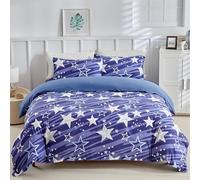 Funda Nordica Cama 135 Estrellas Blancas, Frescas y Elegantes Ropa de Cama Microfibra Suave y Cómoda con Cremallera Funda Edredon 200x200-2 Fundas Almohada 50x75 GA628