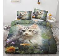 Funda Nórdica Cama 135 Gatti Selvatici Funda Edredon 200x220 Microfibra Suave, Ropa de Cama Animales 3 Piezas - Funda Nordica Gatti Selvatici y 2 Funda de Almohada 50x80 con Cremallera