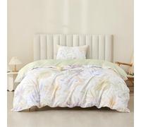 Funda Nordica Cama 135 Hojas de Colores claros, Natural y Fresco Ropa de Cama Microfibra Suave y Cómoda con Cremallera Funda Edredon 200x200-2 Fundas Almohada 50x75 GA1162