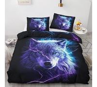 Funda Nórdica Cama 135 Lupi Funda Edredon 200x220 Microfibra Suave, Ropa de Cama Animales 3 Piezas - Funda Nordica Lupi y 2 Funda de Almohada 50x80 con Cremallera