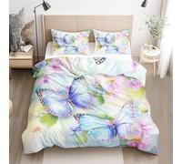 Funda Nordica Cama 135 Mariposa Juego de Funda Nordica Microfibra，Flores Funda Edredon con Cremallera 200x200 cm y 2 Fundas de Almohada 50x75 cm -Ap6106