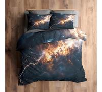 Funda Nordica Cama 135 Nebulosa Ropa de Cama Relámpago Microfibra Suave y Cómoda con Cremallera Funda Edredon 200x200-2 Fundas Almohada 50x75 QE808