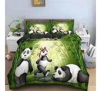 Funda Nórdica Cama 135 Pandas Funda Edredon 200x220 Microfibra Suave, Ropa de Cama Black and White 3 Piezas - Funda Nordica Pandas y 2 Funda de Almohada 50x80 con Cremallera