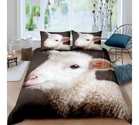 Funda Nórdica Cama 135 Pecora Funda Edredon 200x220 Microfibra Suave, Ropa de Cama Animales 3 Piezas - Funda Nordica Pecora y 2 Funda de Almohada 50x80 con Cremallera