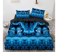 Funda Nordica Cama 135 Poliéster Antiarrugas Sin Hierro Lobo Animales Funda Nordica 200X200Cm Viene con 2 Fundas De Almohada De 40X75Cm.
