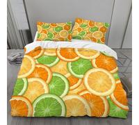 Funda Nordica Cama 135 Rodaja De LimóN Funda Nordica-Cama 200x200 Fruta Fundas Nordicas y 2 Funda de Almohada 100% Poliester, Suave y Transpirable con CremalleraY16