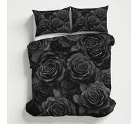 Funda Nordica Cama 135 Rosa Negra, Juego de Ropa de Cama PatróN Funda de Edredón Microfibra con Cremallera, Reversible Suave Funda Nórdica 200x200 cm y Funda de Almohada 50x75 cm