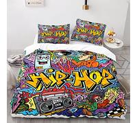 Funda Nordica Cama 135X200 135 X 200 Cm Microfibra Suave Funda Edredon Graffiti Grafiti Hip Hop Impresión 3D Juego Funda Nordica Cama 90 con 2 Fundas De Almohada De 40X75Cm