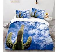 Funda Nordica Cama 150 Adultos Cactus Ropa de Cama de 110gsm Microfibra con Cierre de Cremallera, Transpirable Fundas Nordicas 240x220 cm + 2 Fundas de Almohada 50x80 cm
