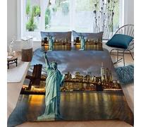 Funda Nordica Cama 150 Adultos Nueva York Ropa de Cama de 110gsm Microfibra con Cierre de Cremallera, Transpirable Fundas Nordicas 240x220 cm + 2 Fundas de Almohada 50x80 cm