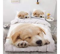 Funda Nordica Cama 150 Adultos Perro Perdiguero de Oro Ropa de Cama de 110gsm Microfibra con Cierre de Cremallera, Transpirable Fundas Nordicas 240x220 cm + 2 Fundas de Almohada 50x80 cm