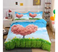 Funda Nordica Cama 150 Amor 3 Piezas Juego de Ropa de Cama para Adulto,Suave Funda Edredon en Microfibra,1 Funda de Edredón 240x220cm+2 Fundas de Almohada 50x80cm