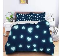 Funda Nordica Cama 150 Amor Azul 3 Piezas Juego de Ropa de Cama para Adulto,Suave Funda Edredon en Microfibra,1 Funda de Edredón 240x220cm+2 Fundas de Almohada 50x80cm