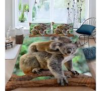 Funda Nórdica Cama 150 Animales Salvajes Funda Nordica 220 X 220 Madre Y Cría De Koala En Una Rama Juego de Cama, Funda NóRdica de Microfibra Suave con Cremallera y 2 Fundas de Almohada 50x75 cm