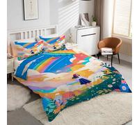 Funda Nórdica Cama 150 ArcoíRis Juego de Ropa de Cama Anime Fundas Nordicas Microfibra Suavecon, Estampado Moderno - Funda Edredon 220x240 cm + 2 Fundas Almohada 50x80 cm -kK491