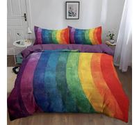 Funda Nordica Cama 150 arcoíris Ropa de Cama de Microfibra Gruesa y Suave, Cuadro Funda Nordica 220x240 cm y 2 Funda de Almohada 50x75 cm -Ap5987
