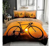 Funda Nordica Cama 150 Bicicleta, Ropa de Cama Reversible Atardecer 3D Microfibra Funda Edredon 240x220 cm y 2 Fundas de Almohada con Cremallera 3 Piezas 2407-ABC