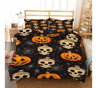 Funda Nórdica Cama 150 Calabaza Juego de Ropa de Cama 220x240 Arte Lineal Microfibra Suave Funda de Edredón y 2 Funda de Almohada 50x75 cm con Cremallera -Ai317