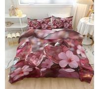 Funda Nordica Cama 150, con 2 Funda Almohada 50x75 cm, Flores De Amor Romántico Funda Nordica Rosa de 100% Microfibra Suave Reversible Juego de Cama, 220 x 240 cm