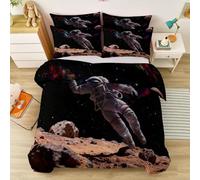 Funda Nórdica Cama 150 con Cremallera, Tiempos Modernos Espacio Marte Astronautas Transpirable Microfibra Funda Nordica (Multicolor), 3 Piezas - 1 Funda Edredón 200 x 200 cm + 2 Fundas de Almohada