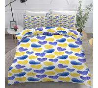 Funda Nordica Cama 150 Corazones De Colores, Funda Nordica 220x240 Fondo Acuarela, Conjuntos de Cama Estampado 3D con Cremallera, Funda Nórdica Microfibra y 2 Funda de Almohada 50x75 cm