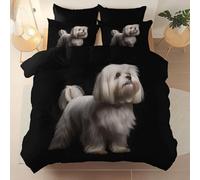 Funda Nórdica Cama 150 de 3 Piezas, Negro Microfibra Funda de Edredón 220 x 220 cm + 2 Fundas Almohada, Hd Fotografía Elegante Animal Shih Tzu Funda Nordica con Cremalleras para Infantil Niños Niña