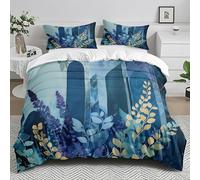 Funda Nordica Cama 150 Dorado Púrpura Azul Colcha 150 Microfibra Colcha Cama con Cremallera Funda Edredon Suave Colchas Cómoda Fundas Nordicas+2 Funda Almohada 50x75cm