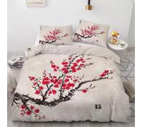 Funda Nordica Cama 150 Flores de Cerezo Japonesas, Ropa de Cama Reversible Flores de Cerezo 3D Microfibra Funda Edredon 230x220 cm y 2 Fundas de Almohada con Cremallera 3 Piezas 2302-ABC