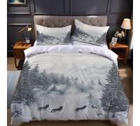 Funda nórdica Cama 150 Gris Funda edredón 220x240 cm en Microfibra poliéster y algodón Suave y Transpirable, Incluye 2 Fundas de Almohada Lobo de la Jungla Juego de Ropa de Cama