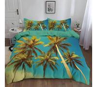 Funda Nordica Cama 150 Hawai, Ropa de Cama Reversible Palmeras Tropicales 3D Microfibra Funda Edredon 240x220 cm y 2 Fundas de Almohada con Cremallera 3 Piezas 2391-ABC