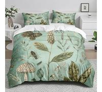 Funda Nordica Cama 150 Hoja Insecto Setas Colcha 150 Microfibra Colcha Cama con Cremallera Funda Edredon Suave Colchas Cómoda Fundas Nordicas+2 Funda Almohada 50x75cm