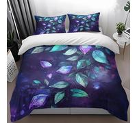 Funda Nordica Cama 150 Hojas Púrpuras De Diamante Colcha 150 Microfibra Colcha Cama con Cremallera Funda Edredon Suave Colchas Cómoda Fundas Nordicas+2 Funda Almohada 50x75cm