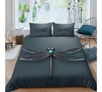 Funda Nórdica Cama 150 LibéLula Funda Edredon 220x240 Microfibra Suave, Ropa de Cama Negro 3 Piezas - Funda Nordica LibéLula y 2 Funda de Almohada 50x80 con Cremallera