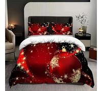 Funda Nordica Cama 150 Luz De Las Estrellas, Funda Nordica 220x240 Adornos NavideñOs, Conjuntos de Cama Estampado 3D con Cremallera, Funda Nórdica Microfibra y 2 Funda de Almohada 50x75 cm