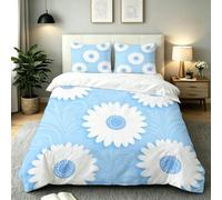Funda Nordica Cama 150 Margaritas Blancas y Azules, AQ1709