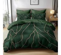 Funda Nordica Cama 150 Mármol, Ropa de Cama Reversible Verde 3D Microfibra Funda Edredon 240x220 cm y 2 Fundas de Almohada con Cremallera 3 Piezas 6367-ABC