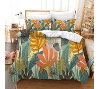 Funda Nordica Cama 150 Naranja - Verde Fundas Nordicas Cama 150 Microfibra Suave y Cómoda Colchas Cama 150 con Cremallera Colcha Cama 150 Incluir 2 Funda Almohada (50x75cm)